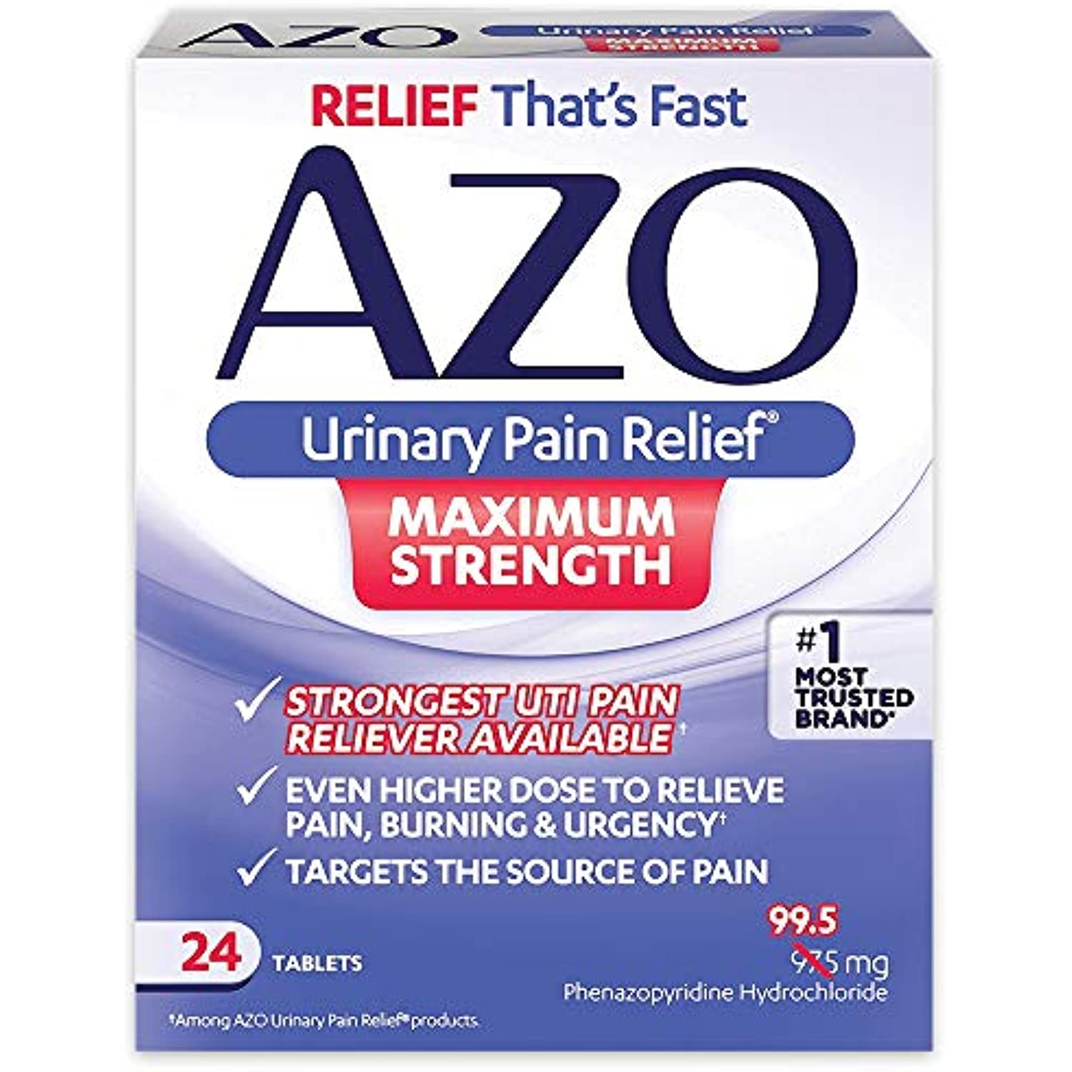 2 AZO Urinary Pain Relief Maximum Strength Fast relief of UTI Pain 24 ...