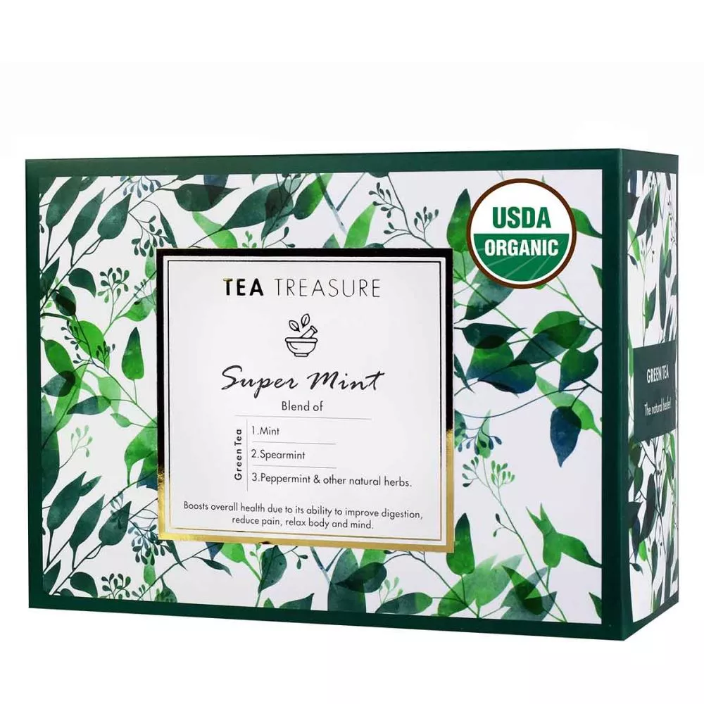 Buy TeaTreasure Super Mint Green Tea ( 18 Pyramid Tea Bags ) Online ...