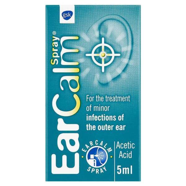 Earcalm Acetic Acid Spray for Relief of Outer Ear Infections 5ml for ...