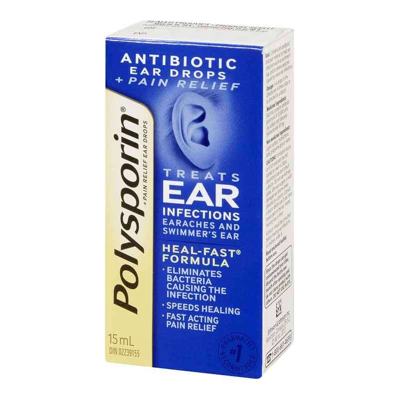 Polysporin Antibiotic Ear Drops + Pain Relief (15 ml / 0.5 oz)