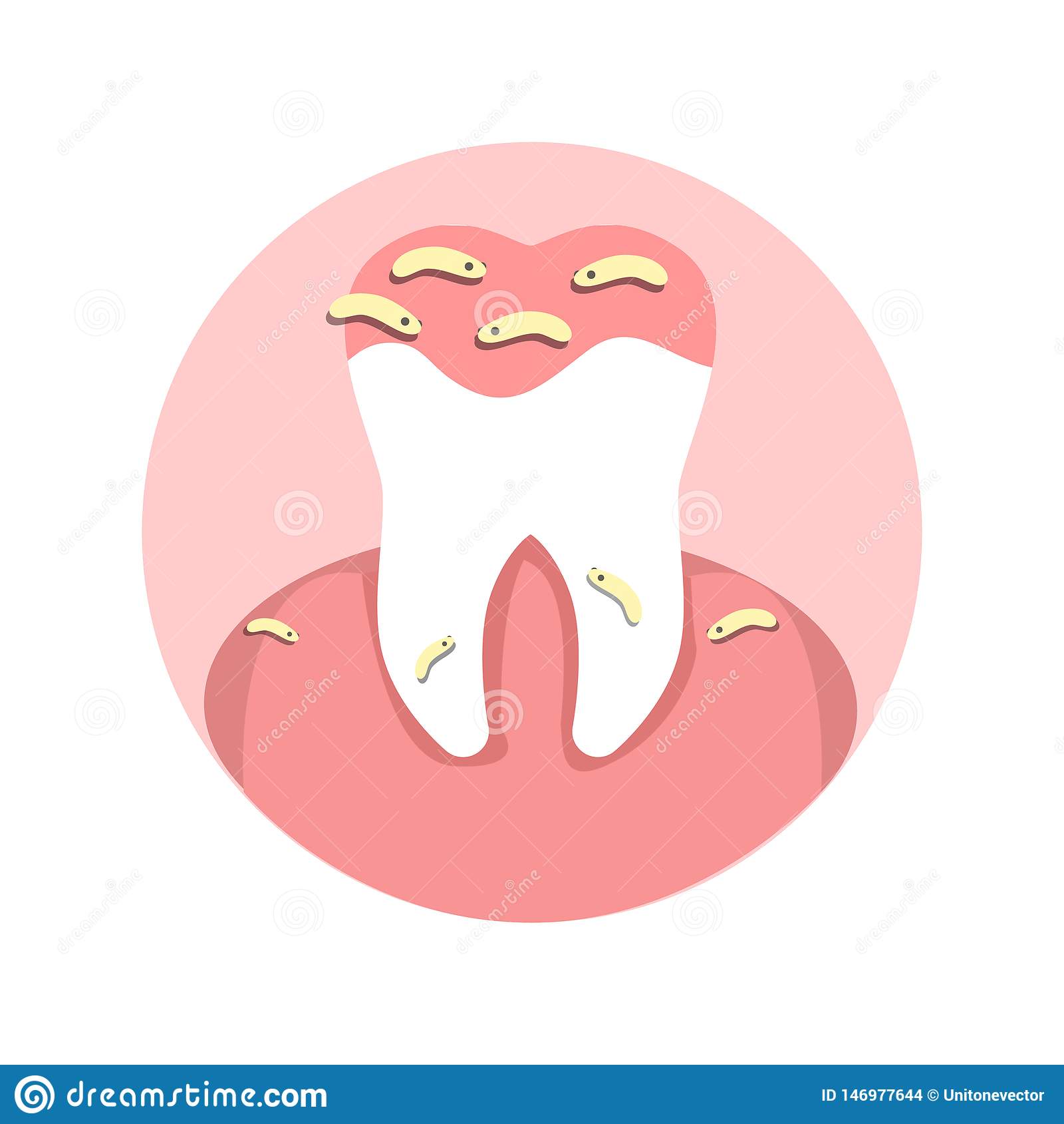 Tooth Microbes, Cavity Infection Flat Illustration Stock Vector ...