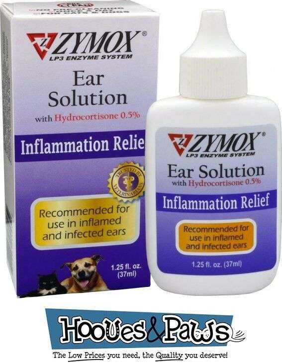 Zymox Otic Ear Treatment Dog Cat Pet Solution with Hydrocortisone 1.25 ...